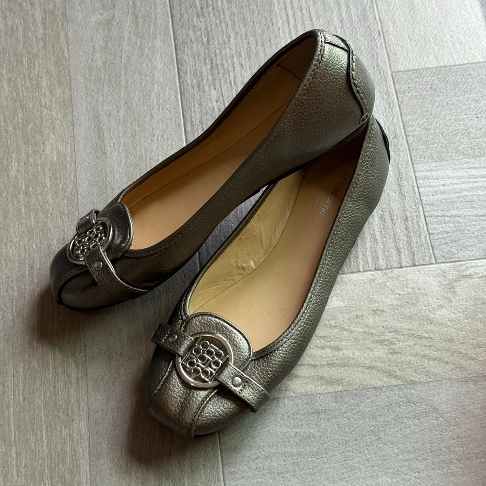 LC Lauren Conrad Womens Ballet Flats Silver Metallic‎ Round Toe Shoes Size 8.5